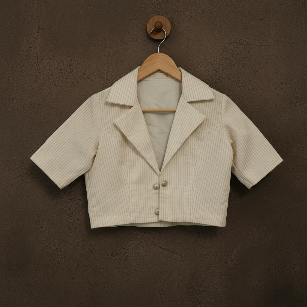 Off White 2-Piece Jacket Blouse - Readymade Saree Blouse