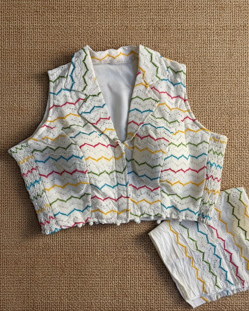 White Cotton Collared Stretchable Blouse