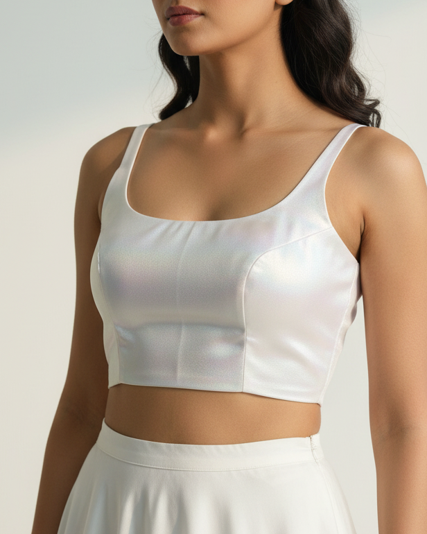 White Shimmery Bollywood Blouse