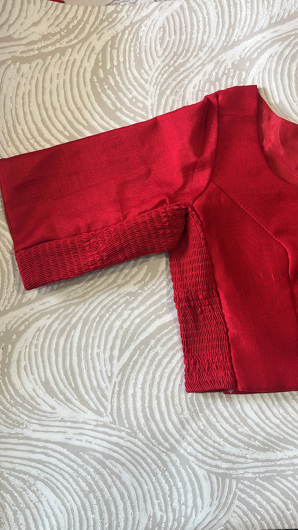 Plus Size Red Plain Stretchable Blouse