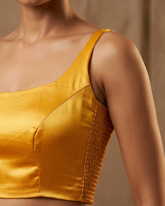 Yellow Satin Bollywood Stretchable Blouse