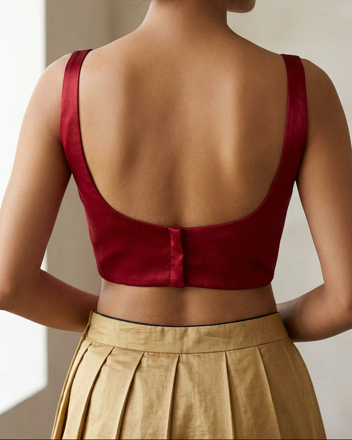 Red Satin Bollywood Stretchable Blouse
