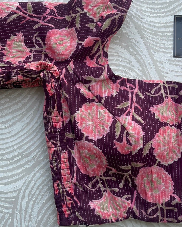 The Dual Muse with Sleeves - Purple Floral & Beige