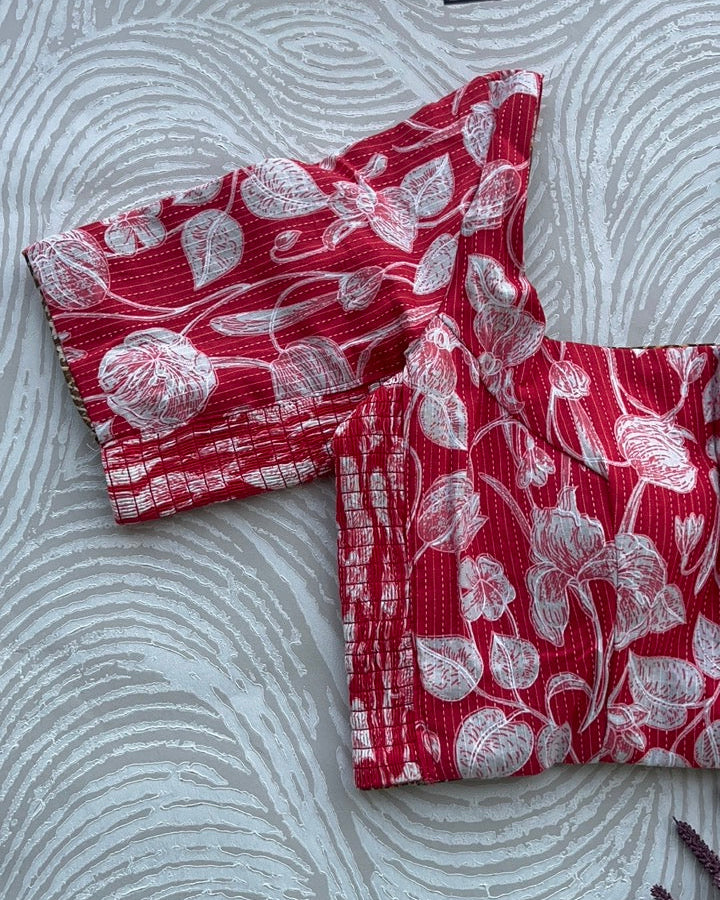 The Dual Muse with Sleeves - Red Floral and Mustard