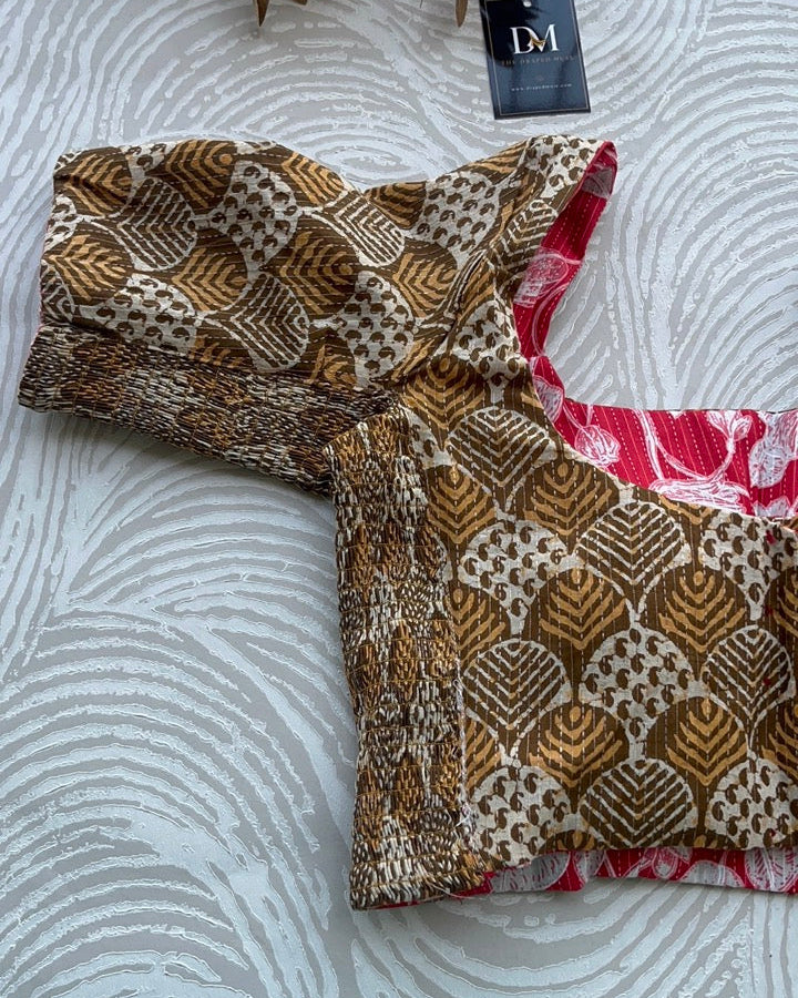 The Dual Muse with Sleeves - Red Floral and Mustard