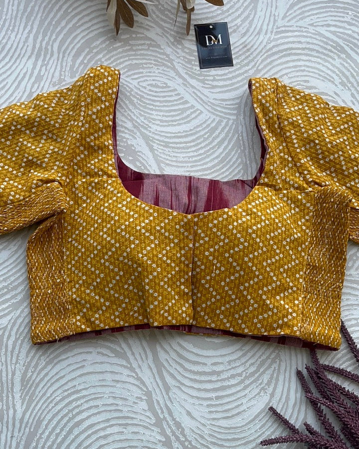 The Dual Muse with Sleeves - Mustard and Red Ikkat