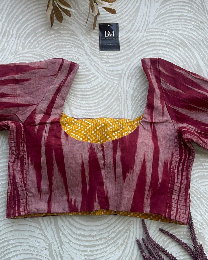 The Dual Muse with Sleeves - Mustard and Red Ikkat
