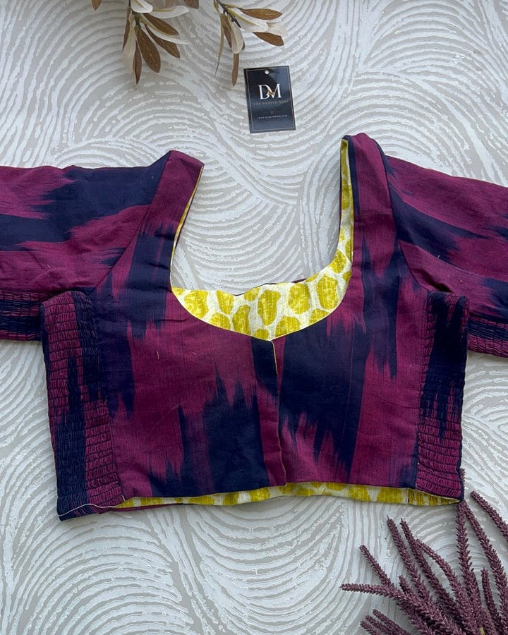 The Dual Muse with Sleeves - Purple Ikkat & Lemon Yellow