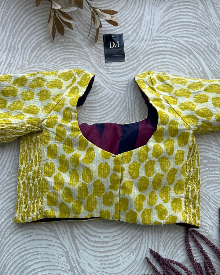 The Dual Muse with Sleeves - Purple Ikkat & Lemon Yellow