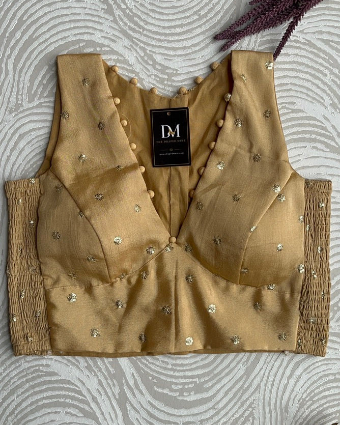 Gold Crepe Stretchable Blouse