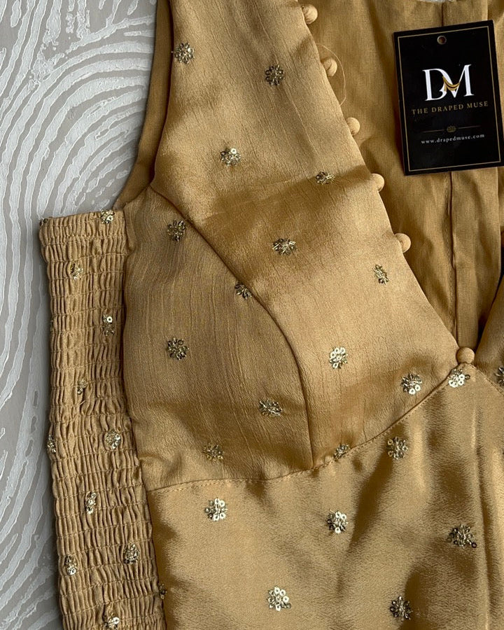 Gold Crepe Stretchable Blouse