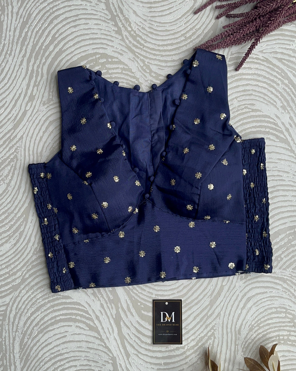 Navy Blue Crepe Stretchable Blouse