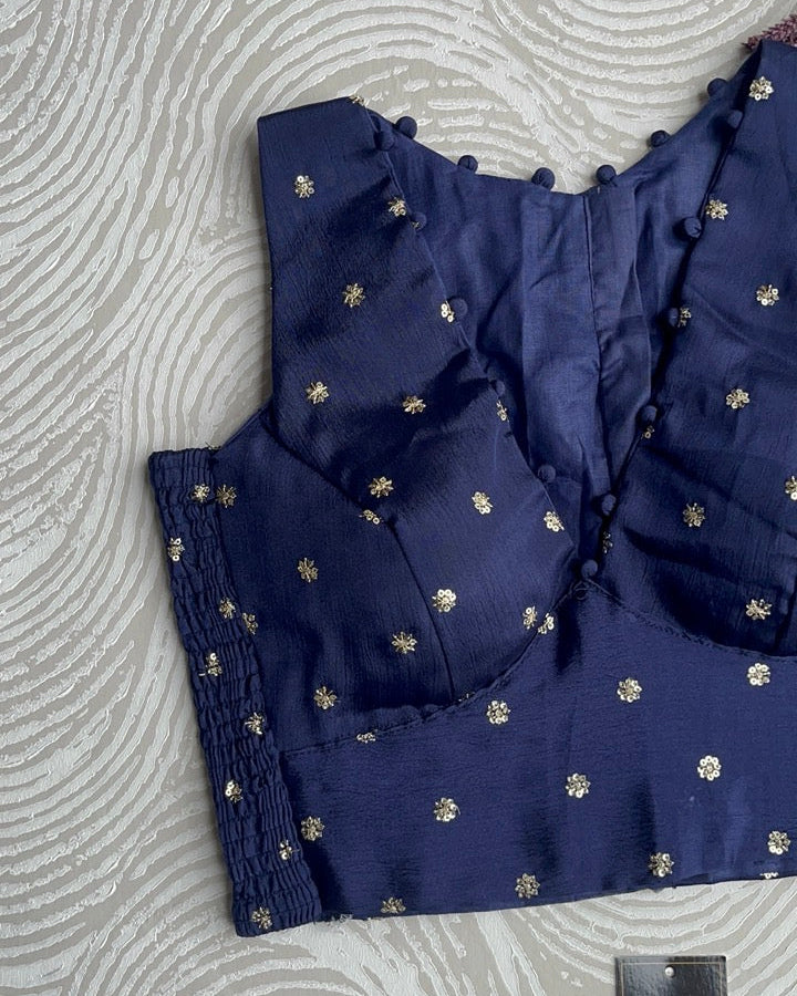 Navy Blue Crepe Stretchable Blouse