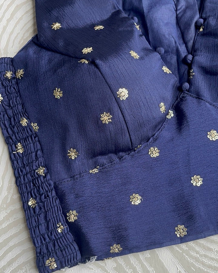 Navy Blue Crepe Stretchable Blouse
