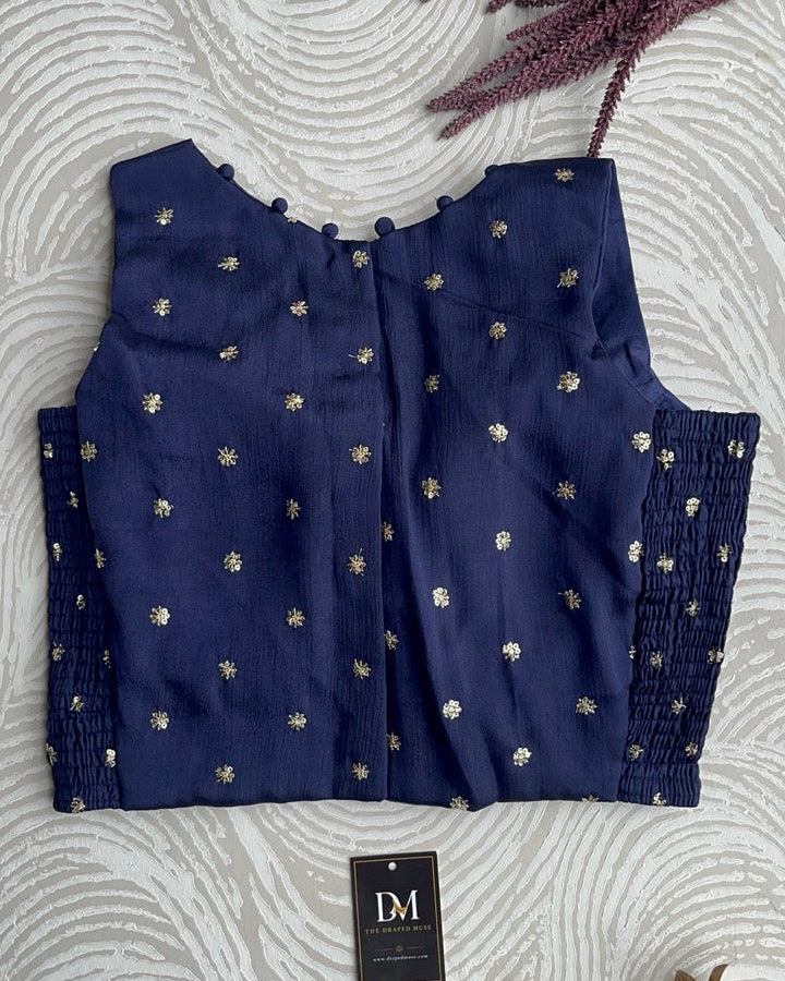 Navy Blue Crepe Stretchable Blouse