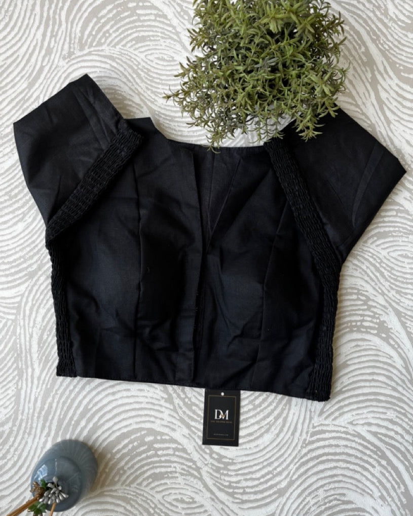 Black Plain Cotton Stretchable Blouse