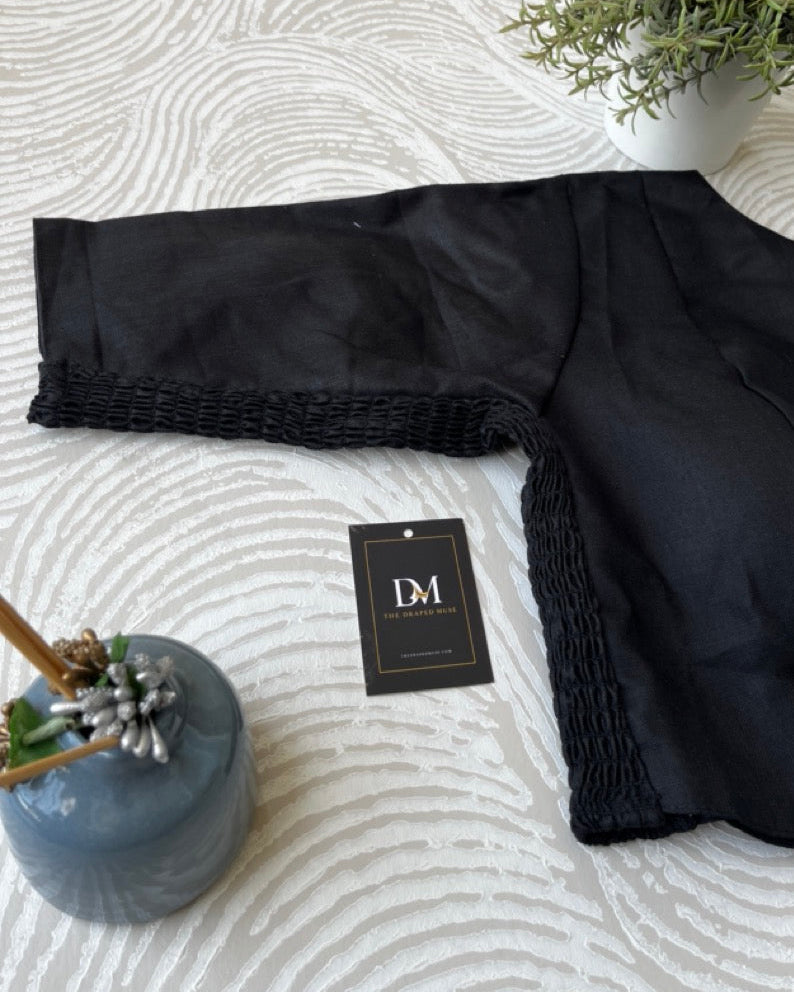 Black Plain Cotton Stretchable Blouse