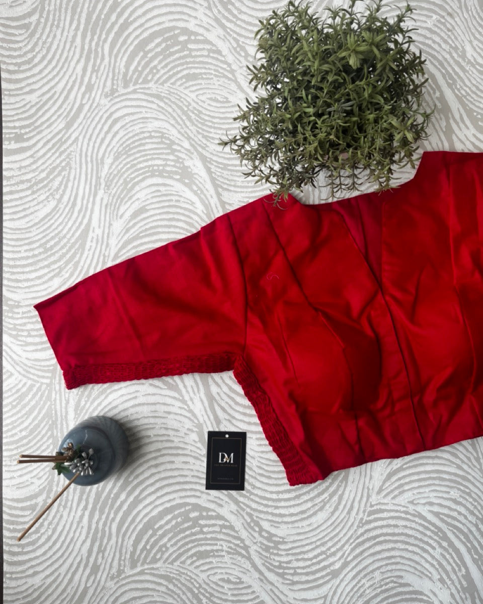 Red Plain Cotton Stretchable Blouse