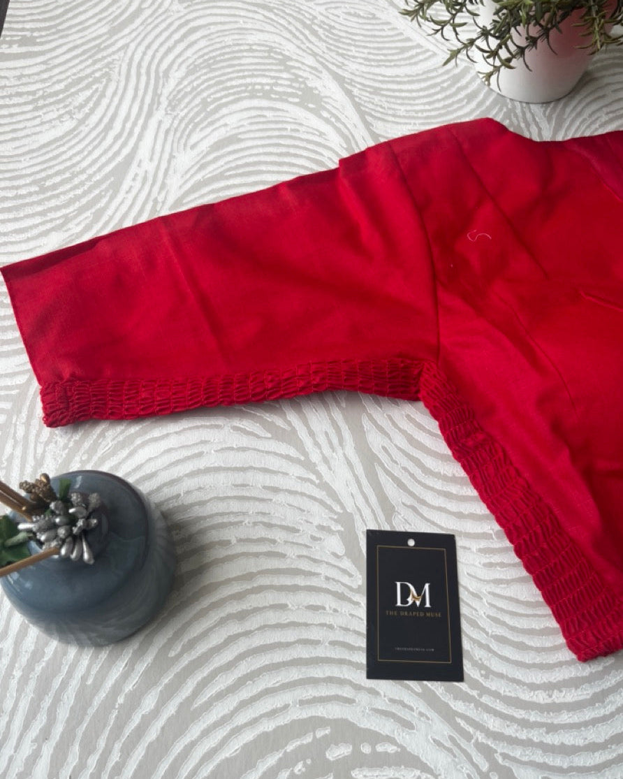 Red Plain Cotton Stretchable Blouse