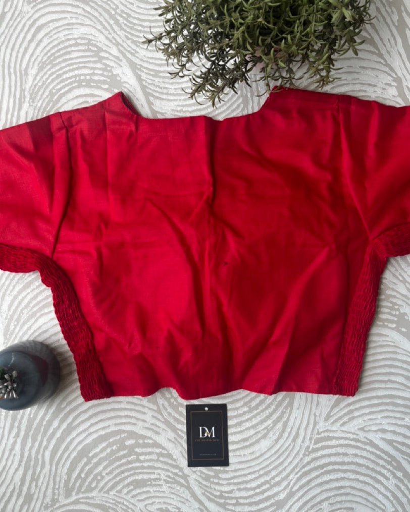 Red Plain Cotton Stretchable Blouse
