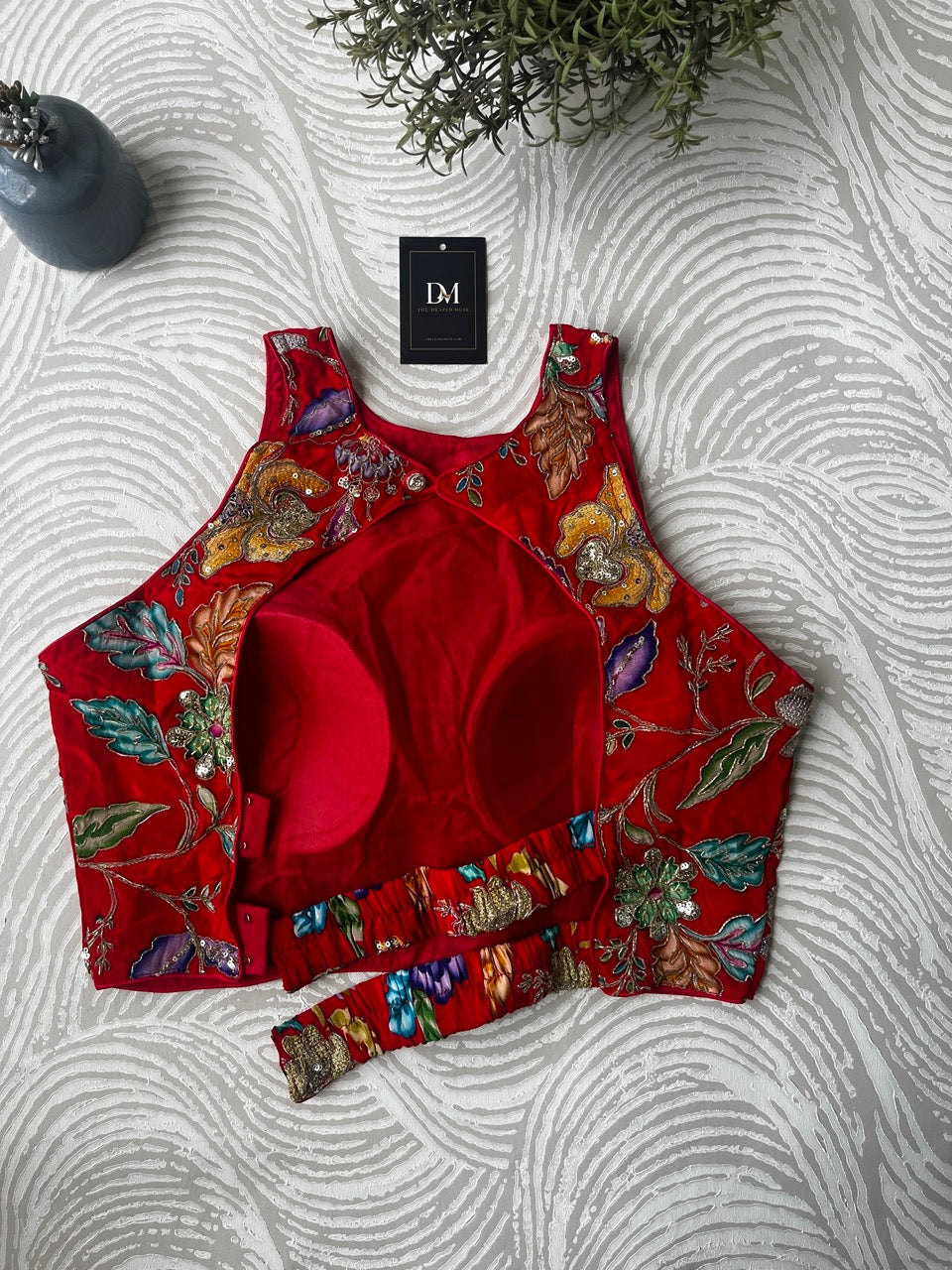 Red Floral Back Stretchable Blouse