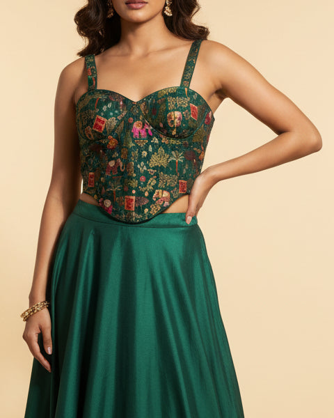Banarasi Corset Green