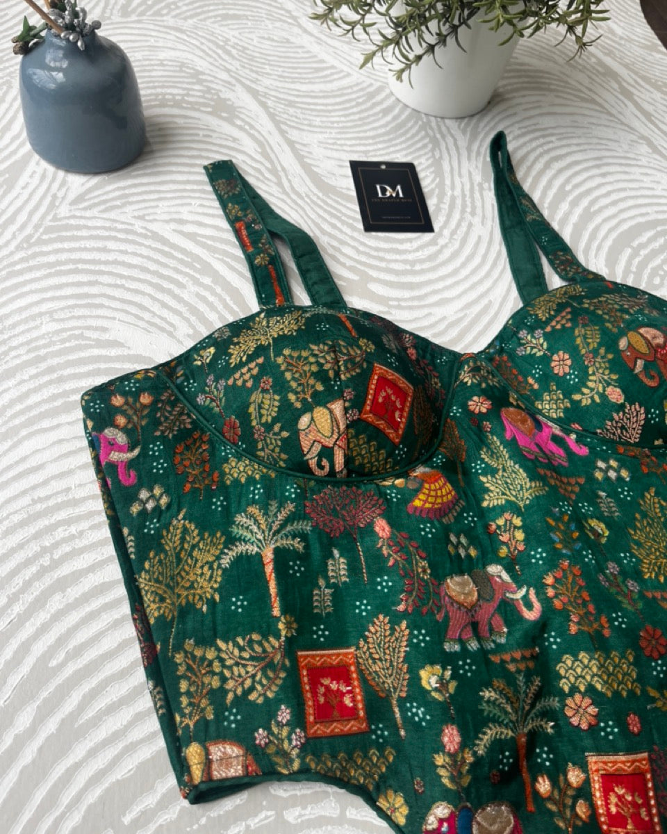 Banarasi Corset Green