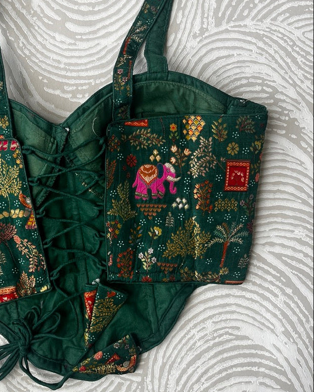 Banarasi Corset Green