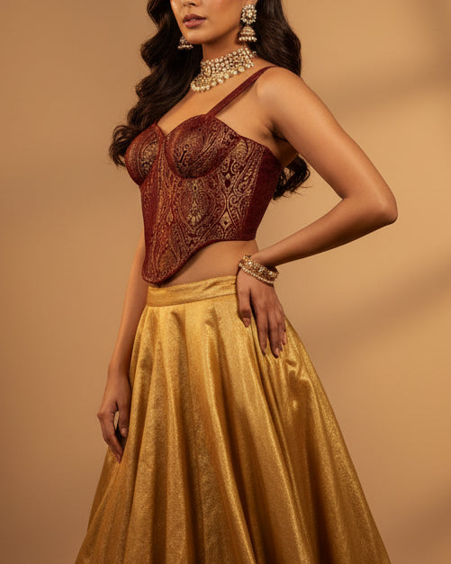 Brocade Corset Maroon