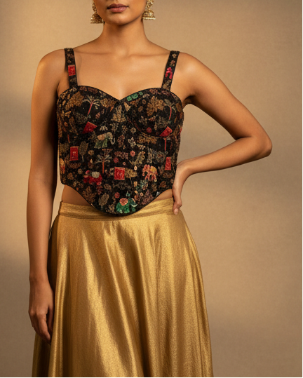 Banarasi Corset Black