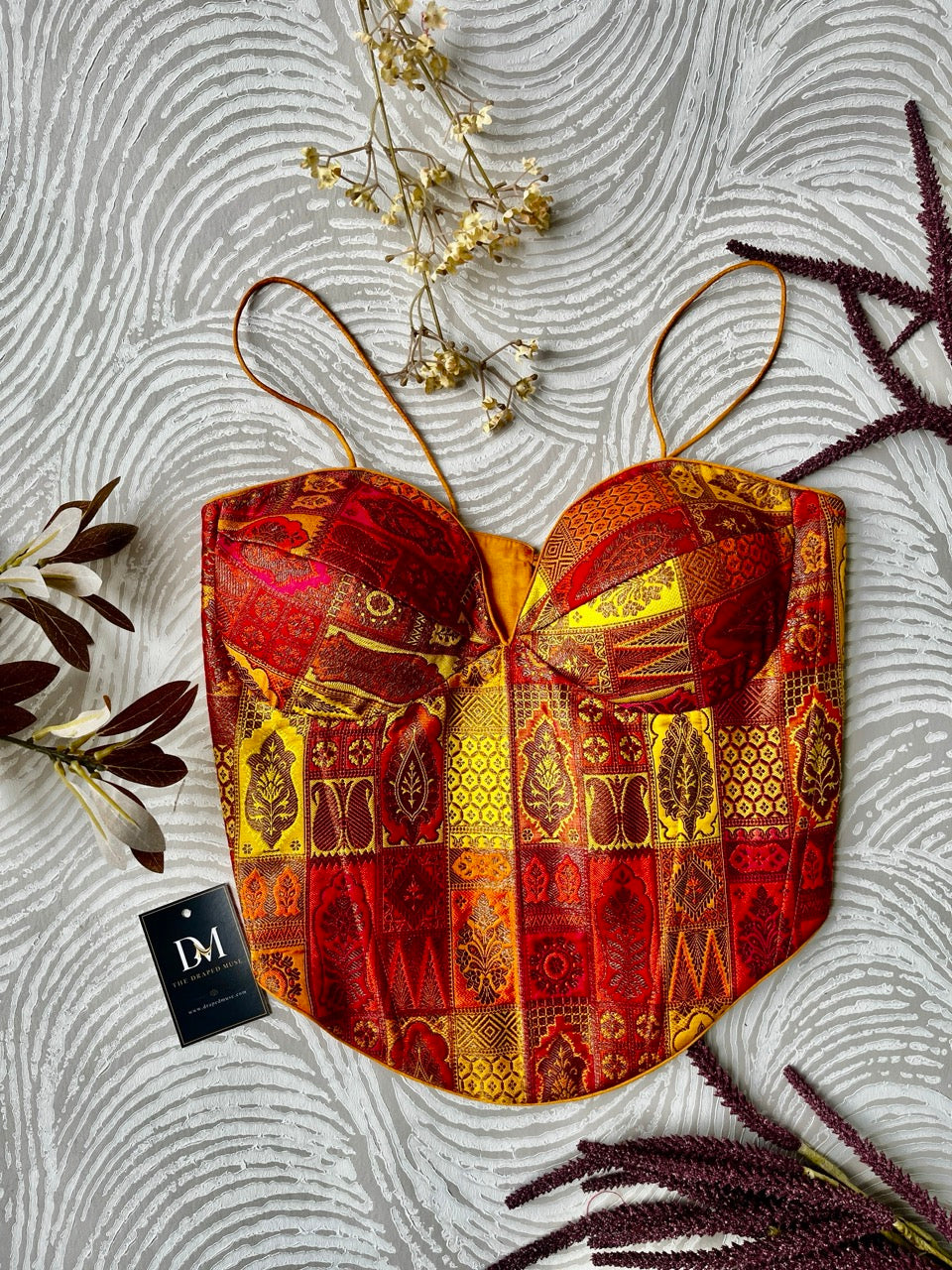 Multicolour Banarasi Corset Orange