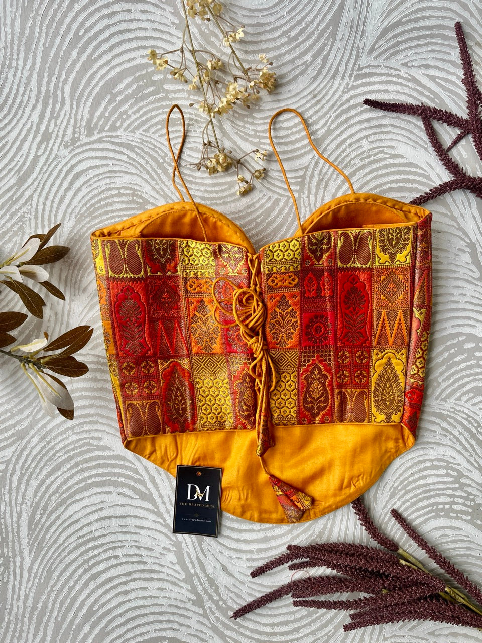 Multicolour Banarasi Corset Orange