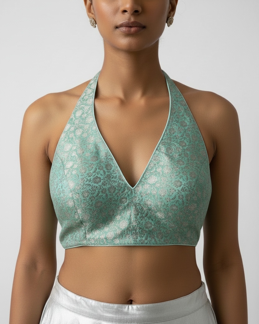 Pastel Blue Halter Blouse
