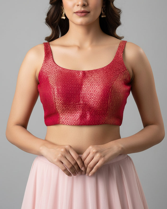 Pink Bollywood Blouse With Zari