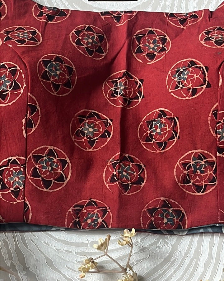 The Dual Muse Reversible Cotton Stretchable Blouse - Red & Grey