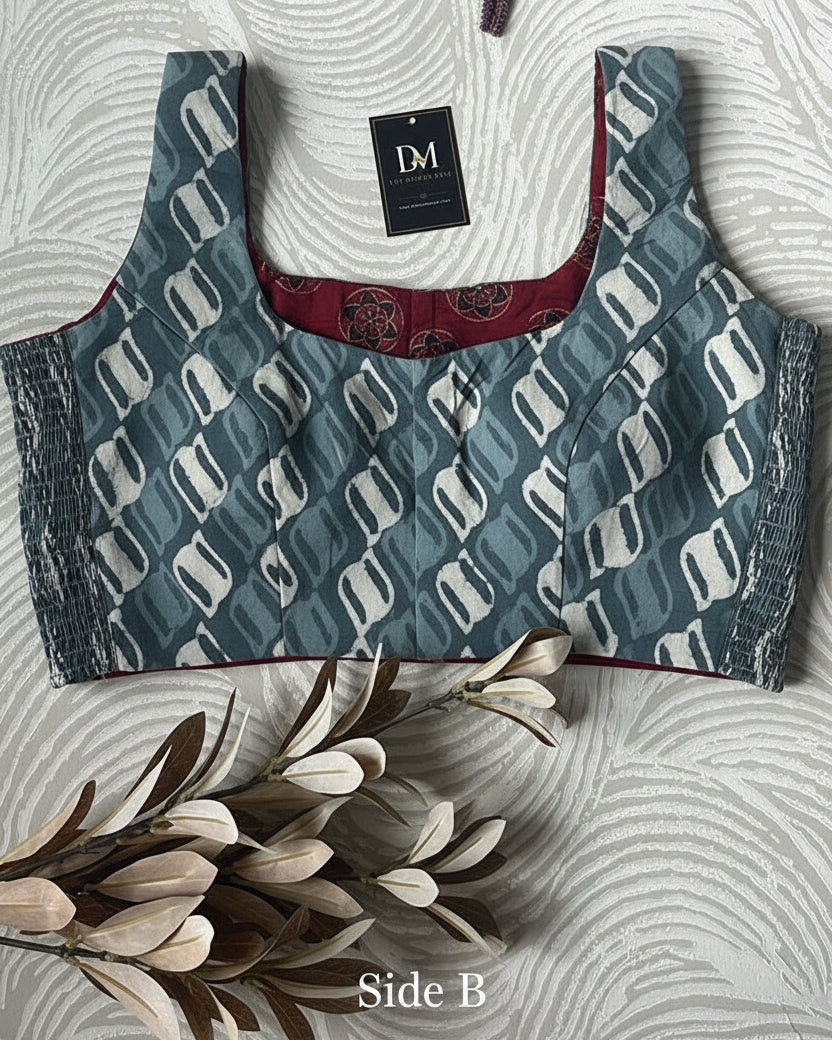 The Dual Muse Reversible Cotton Stretchable Blouse - Red & Grey