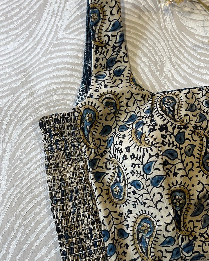 The Dual Muse Reversible Cotton Stretchable Blouse - Grey & Cream