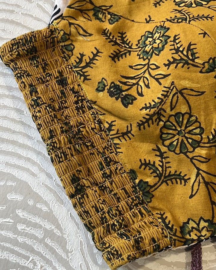 The Dual Muse Reversible Cotton Stretchable Blouse - Mustard & White