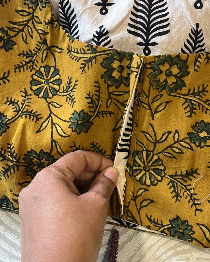 The Dual Muse Reversible Cotton Stretchable Blouse - Mustard & White