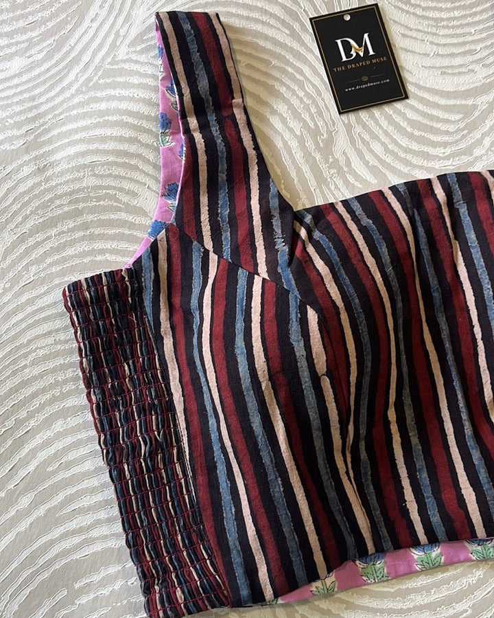 The Dual Muse Reversible Cotton Stretchable Blouse - Black & Pink