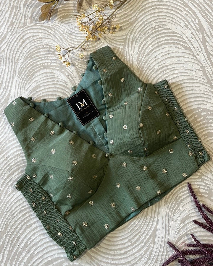 Green Crepe Stretchable Blouse