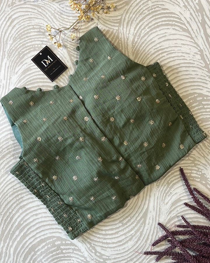 Green Crepe Stretchable Blouse