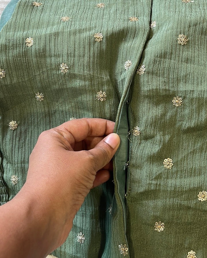 Green Crepe Stretchable Blouse