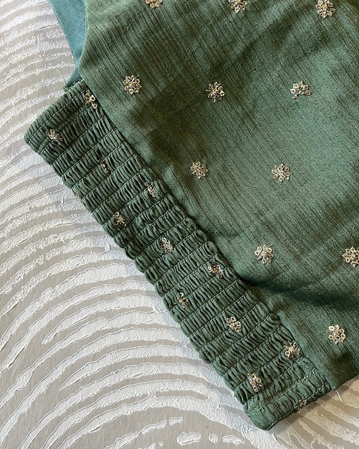 Green Crepe Stretchable Blouse