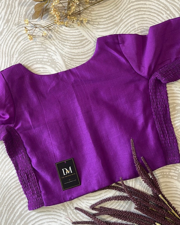 Plus Size Purple Plain Stretchable Blouse