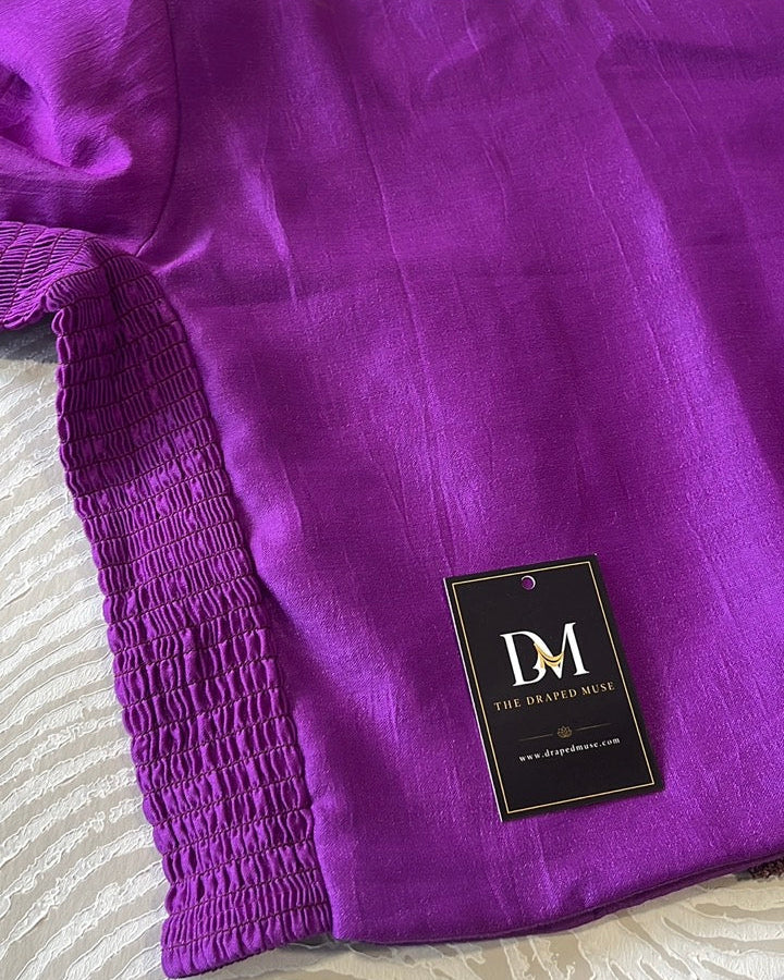 Plus Size Purple Plain Stretchable Blouse