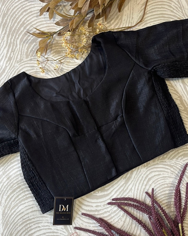 Plus Size Black Plain Stretchable Blouse