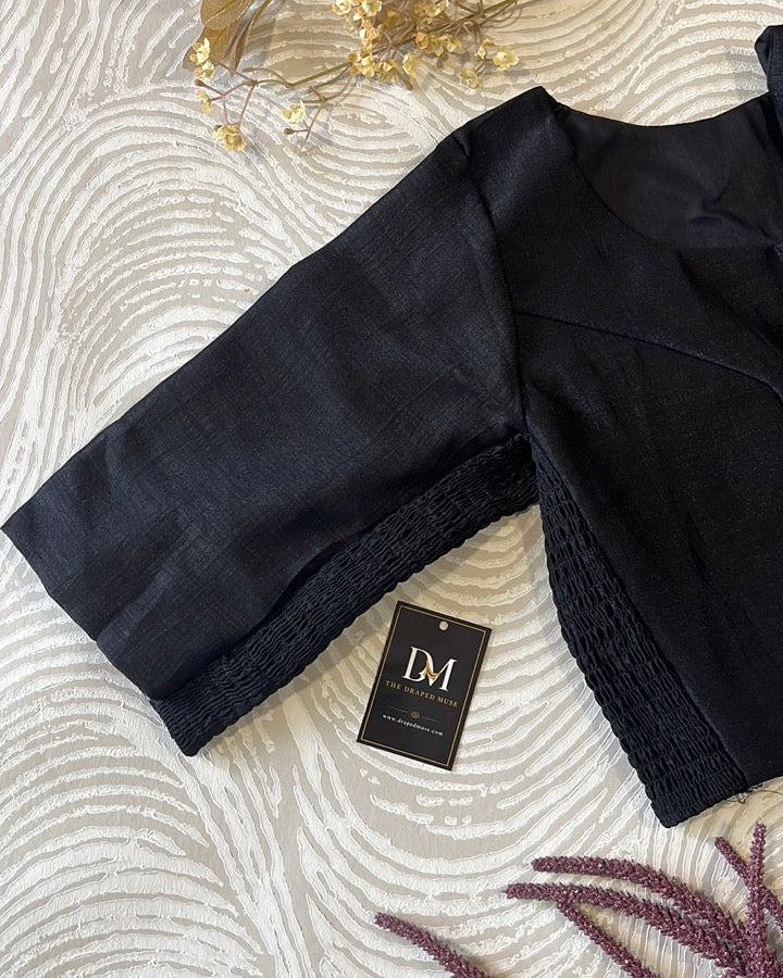 Plus Size Black Plain Stretchable Blouse