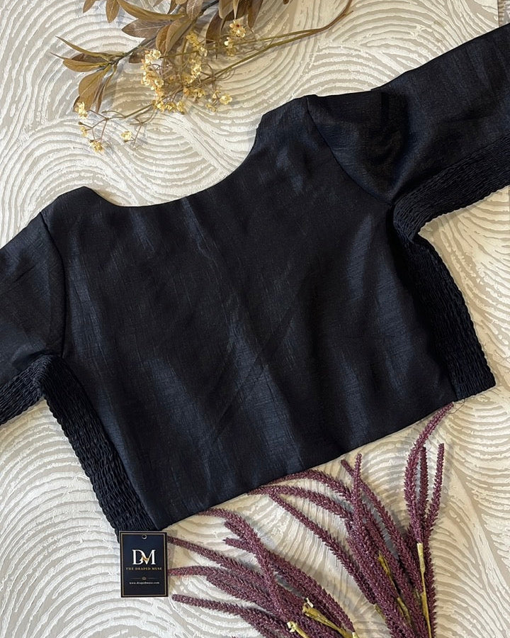 Plus Size Black Plain Stretchable Blouse