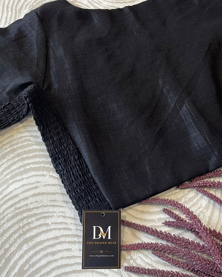 Plus Size Black Plain Stretchable Blouse